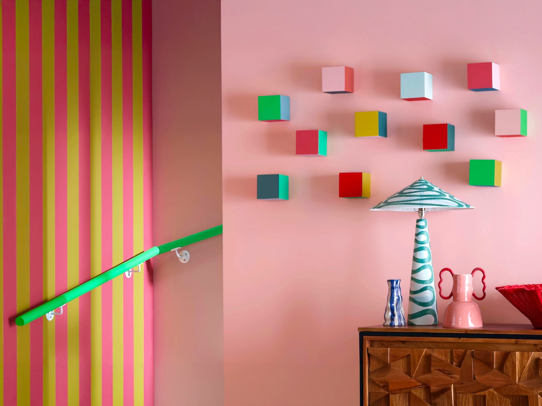 A brightly painted room, showcasing Crown's vibrant colours and finishes.